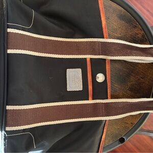 LeSportsac Black Duffel Bag with Brown Straps